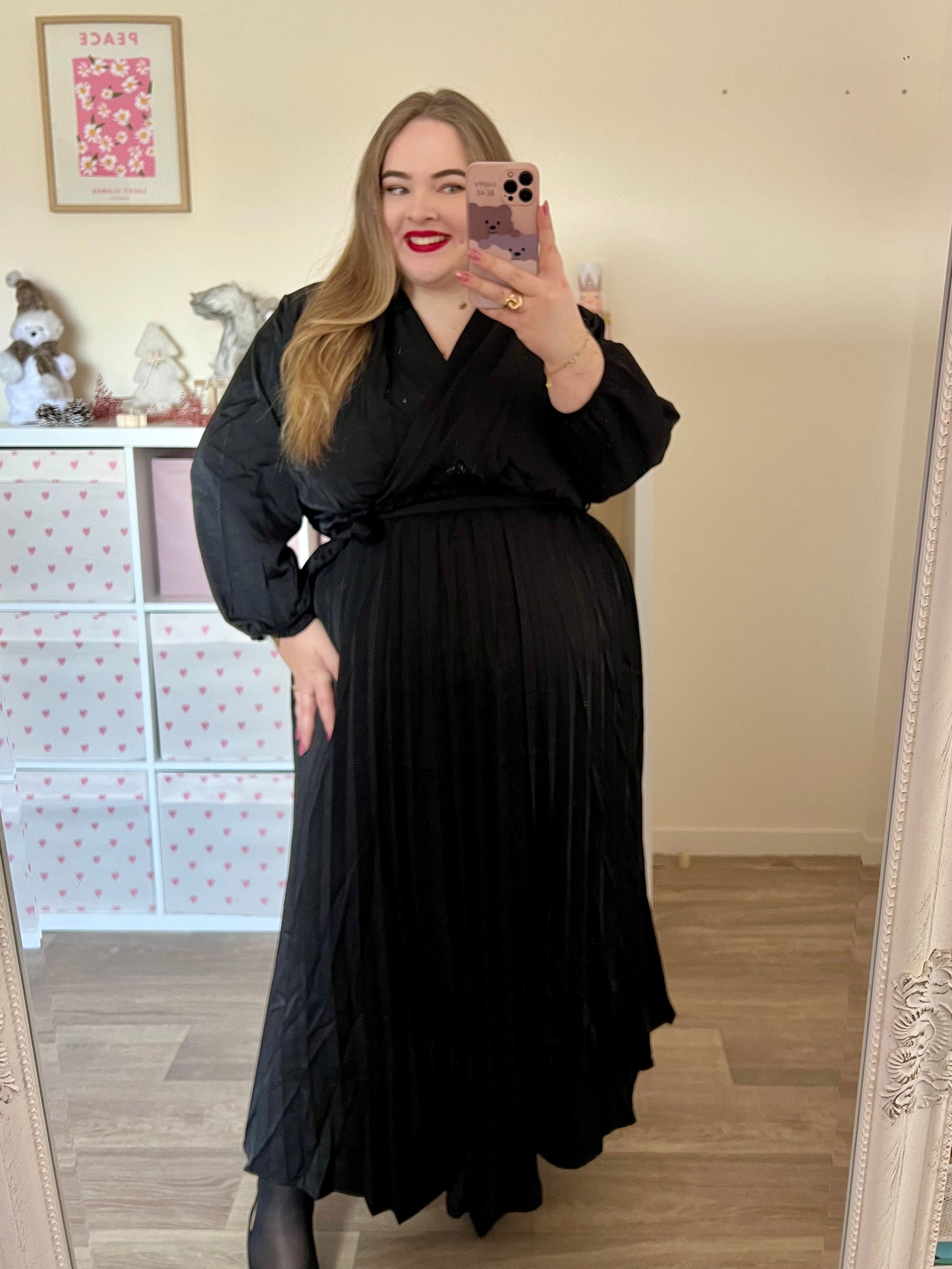 Robe longue plissée noire