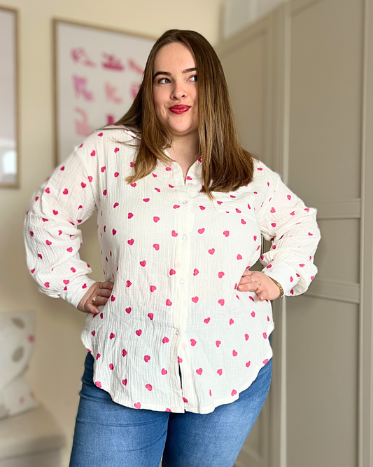 Chemise coeurs en gaze de coton