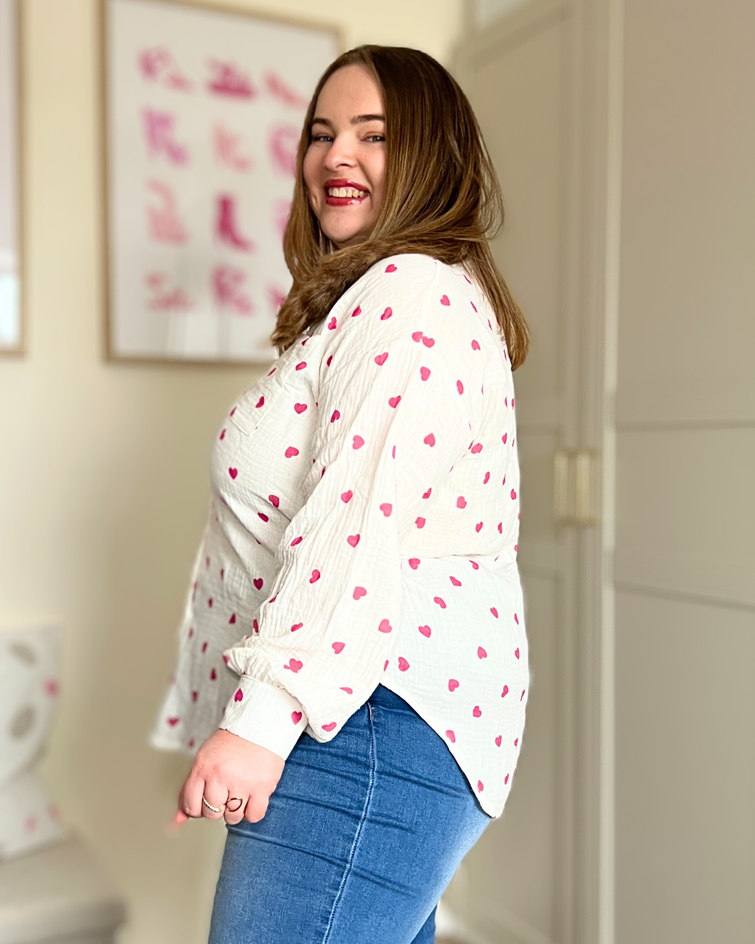 Chemise coeurs en gaze de coton