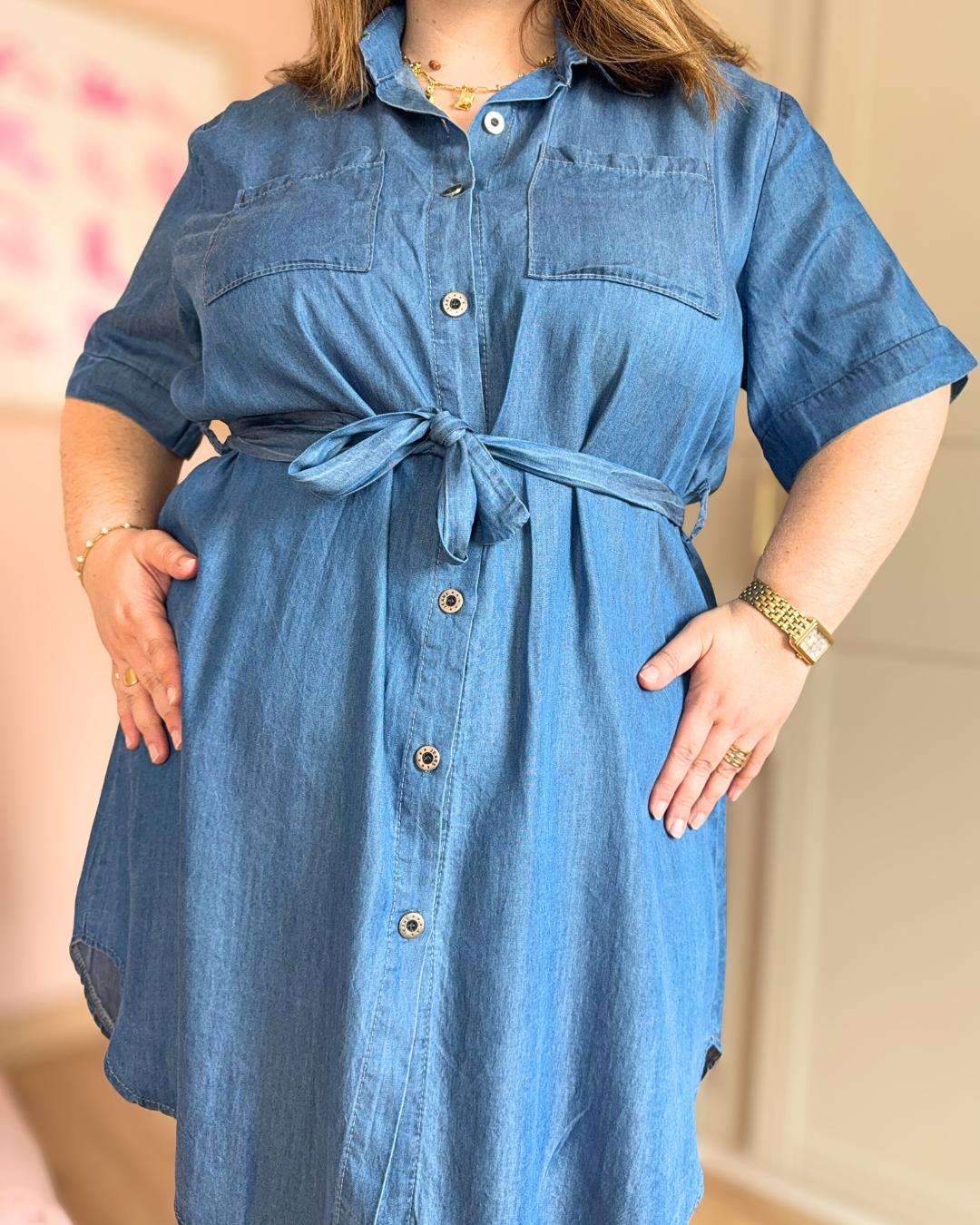 Robe courte bleue jean