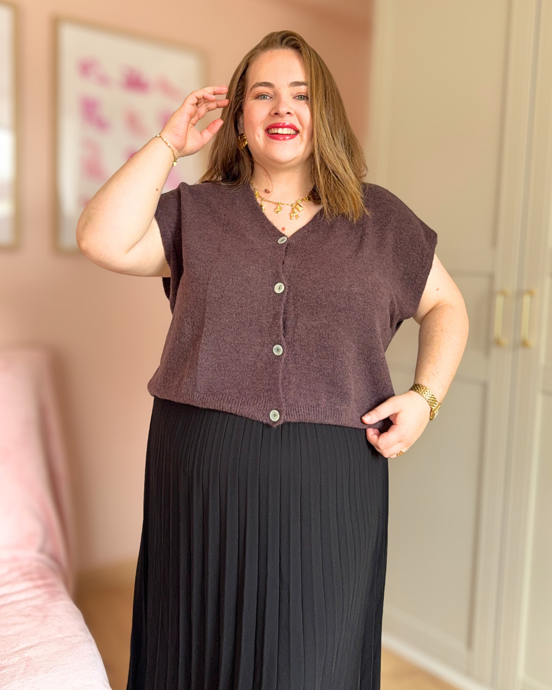 Pull sans manches chocolat