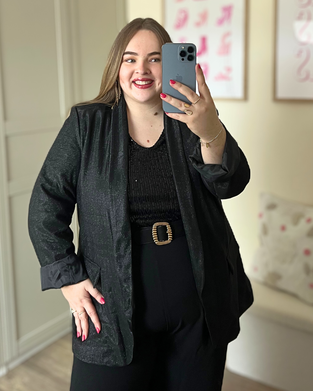 Blazer à paillettes noires