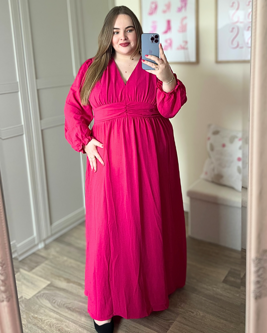 Robe longue rose