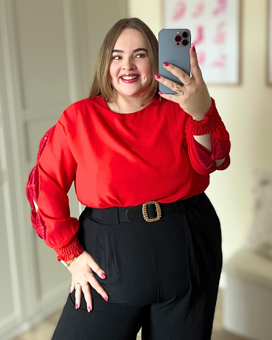 Blouse noeuds rouges