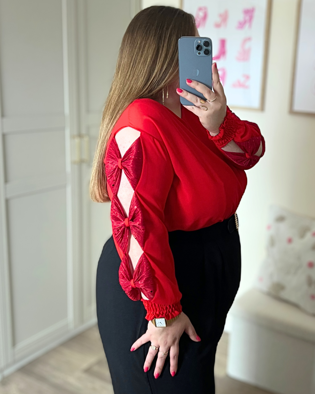 Blouse noeuds rouges