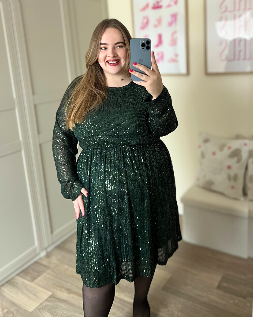 Robe à sequin vert sapin