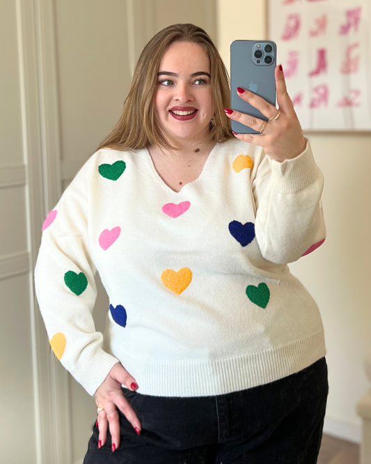 Pull coeurs colorés