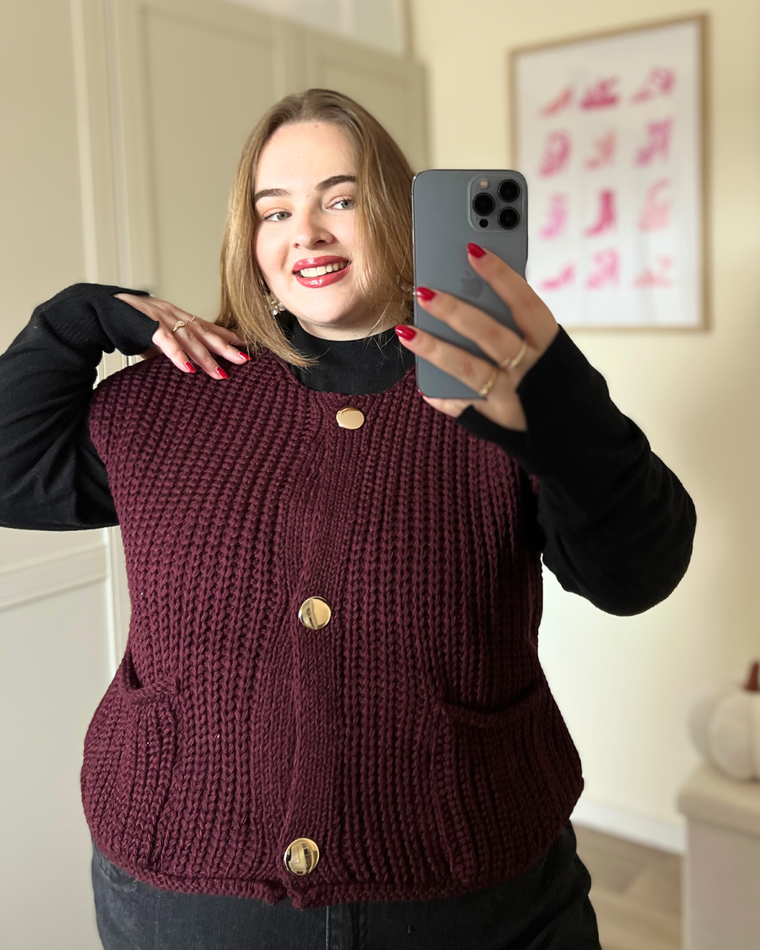 Pull sans manches bordeaux