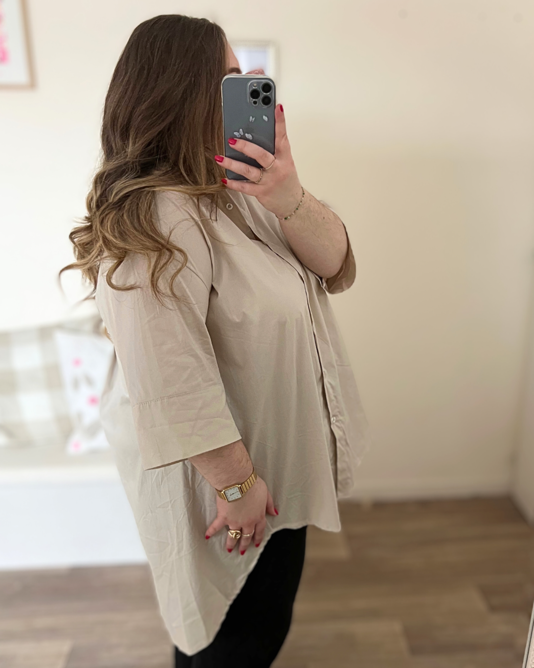 Chemise oversize beige