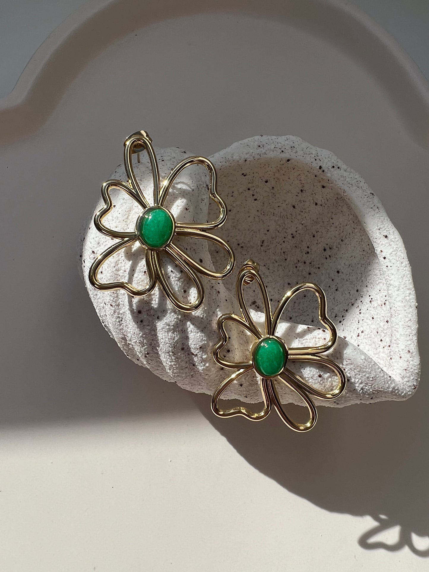 Boucles d'oreilles Fleur verte