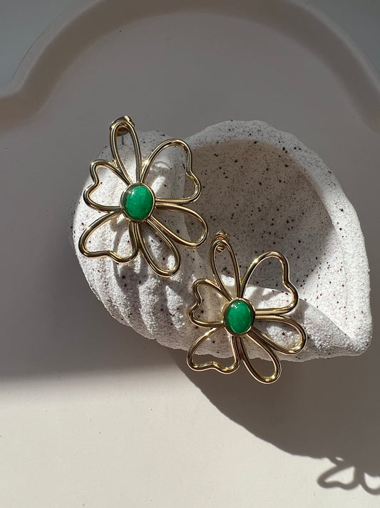 Boucles d'oreilles Fleur verte